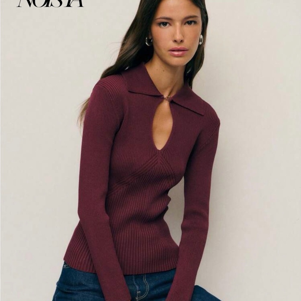 Burgundy Ribbed Long Sleeve Top